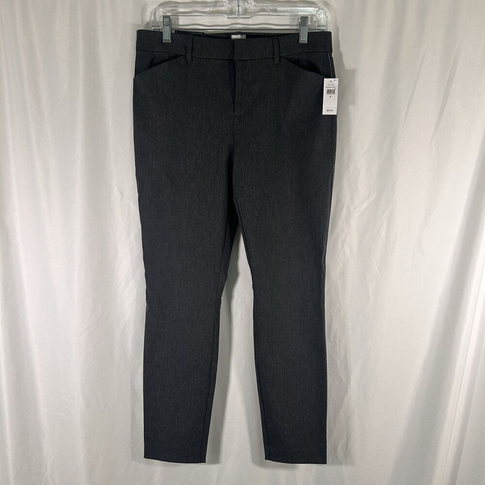 New Gap Dress Pants Women's 6 Grey Skinny Ankle Stretch Mid Rise Flat Front